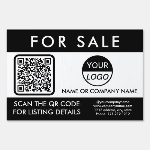 QR Code Scan For Sale  Real Estate Logo Yard Sign