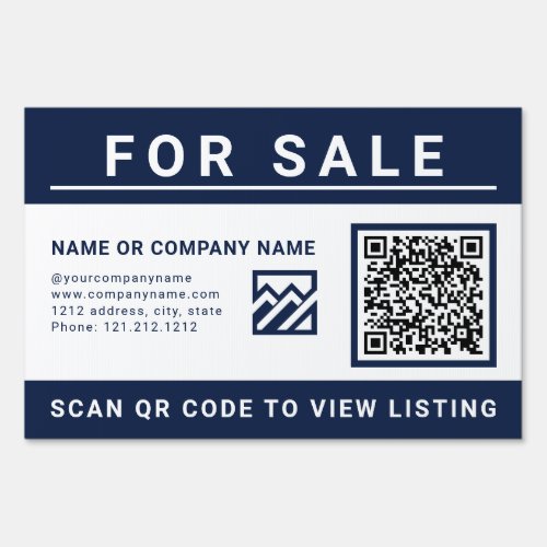 QR Code Scan For Sale  Real Estate Logo Yard Sign