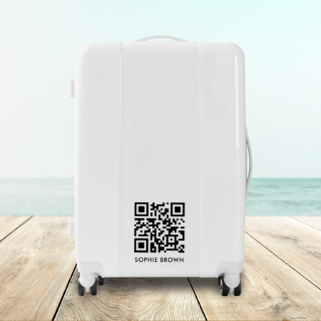 Qr Code Scan If Lost Contact Minimal Simple White Luggage