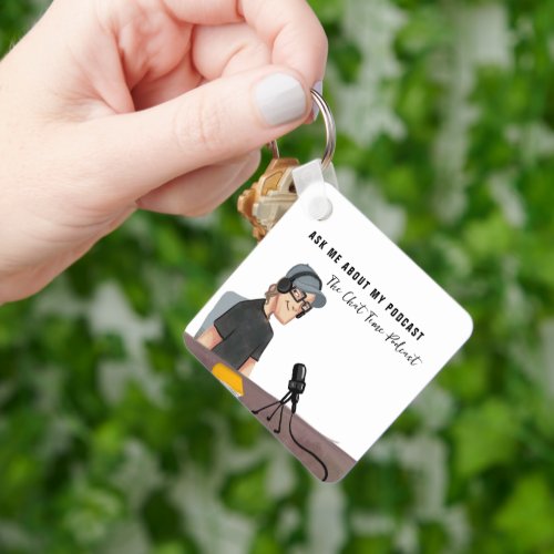 QR Code Scan  Illustrated Podcast Promotional Keychain