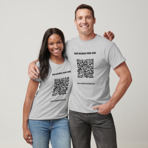 QR Code Scan Info and Custom Text Business T_Shirt