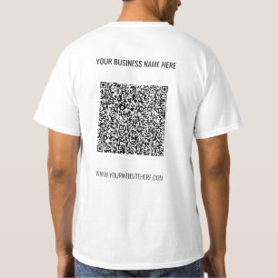 QR Code Scan Info and Custom Text Company T-Shirt