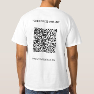 QR Code Scan Info and Custom Text Company T-Shirt
