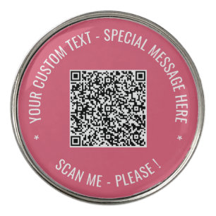 QR Code Scan Info and Custom Text Golf Ball Marker