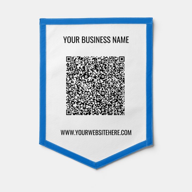 QR Code Scan Info and Custom Text Pennant Gift (Front)