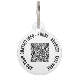 QR Code Scan Info and Custom Text Your Pet ID Tag