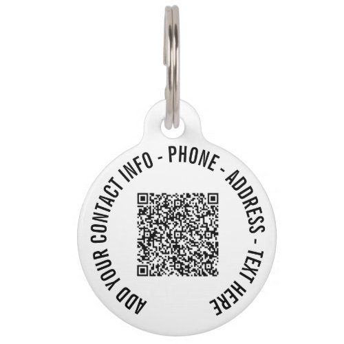 QR Code Scan Info and Custom Text Your Pet ID Tag