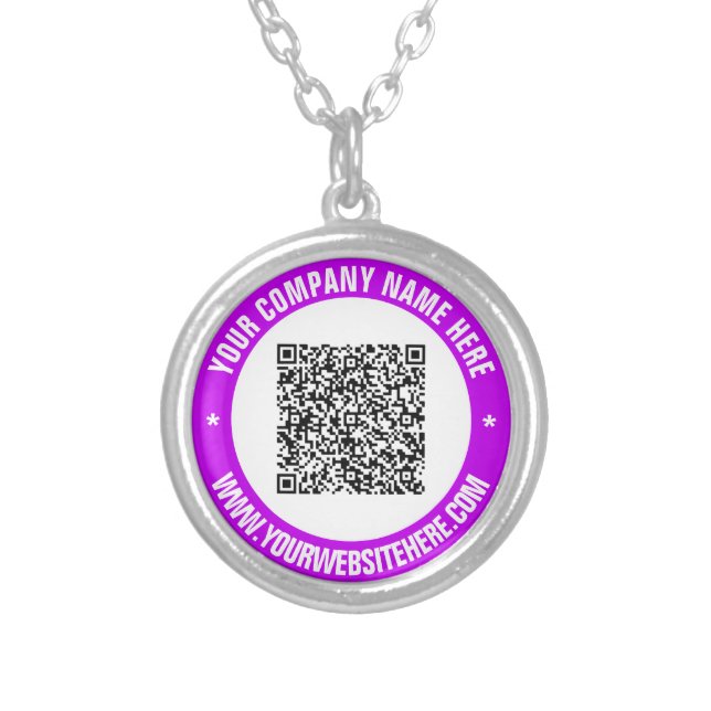 QR Code Scan Info and Text Necklace - Choose Color (Front)