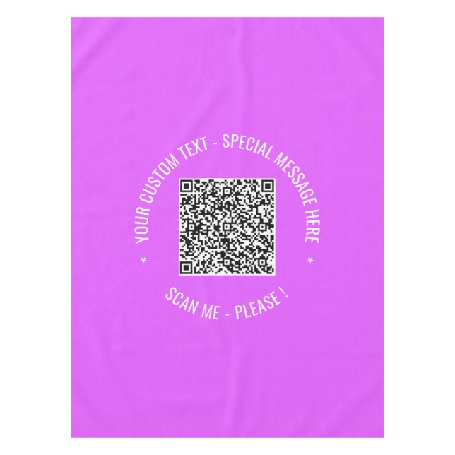 QR Code Scan Info Custom Text and Color Tablecloth (Front)