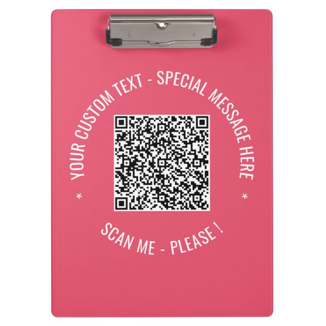 QR Code Scan Info Custom Text and Colors Clipboard (Front)