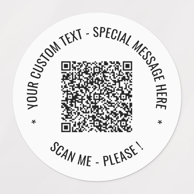 QR Code Scan Info Custom Text and Colors Labels (Design 1)