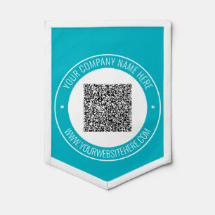 QR Code Scan Info Custom Text and Colors Pennant