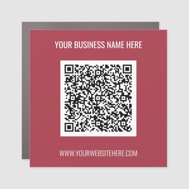 QR Code Scan Info Custom Text Business Car Magnet (Front)