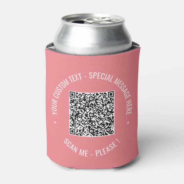  QR Code Scan Info Custom Text Colors Can Cooler (Can Front)