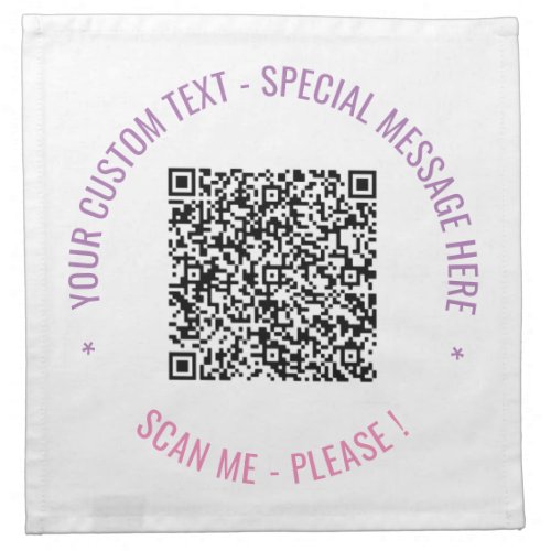 QR Code Scan Info Custom Text Colors Cloth Napkins
