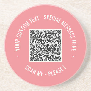 QR Code Scan Info Custom Text Colors Coaster