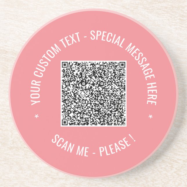 QR Code Scan Info Custom Text Colors Coaster (Front)