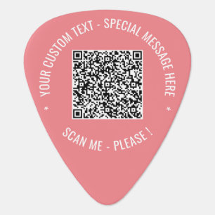QR Code Scan Info Custom Text Colors Guitar Pick