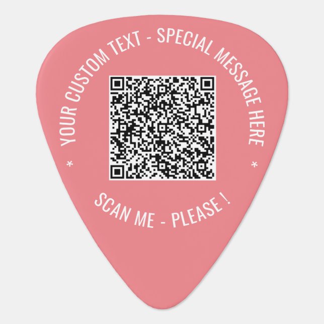 QR Code Scan Info Custom Text Colors Guitar Pick (Front)