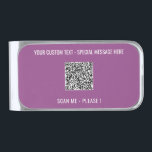 QR Code Scan Info Custom Text Colors Money Clip<br><div class="desc">Money Clips with QR Code Scan Info Custom Text Colors Personalized Promotional Business or Personal Modern Money Clip Gift - Add Your QR Code - Image or Logo - photo / Text - Name or other info / message - Resize and Move or Remove / Add Elements - Image /...</div>