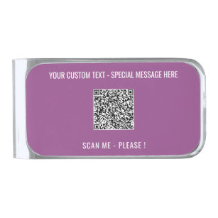 QR Code Scan Info Custom Text Colors Money Clip
