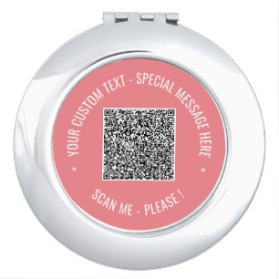  QR Code Scan Info Custom Text Colors Personalized Compact Mirror