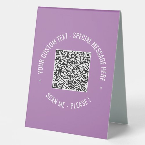  QR Code Scan Info Custom Text Colors Personalized Table Tent Sign