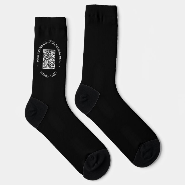 QR Code Scan Info Custom Text Colors Socks gift (Right)