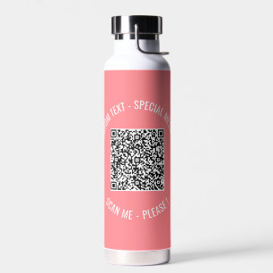 QR Code Scan Info Custom Text Colors Water Bottle