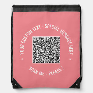 QR Code Scan Info Custom Text Drawstring Bag