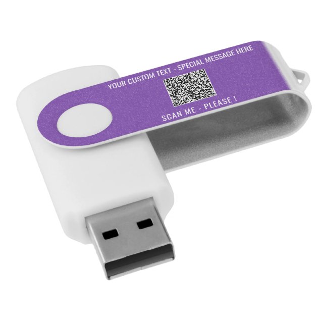 QR Code Scan Info Custom Text Flash Drive (Angled)