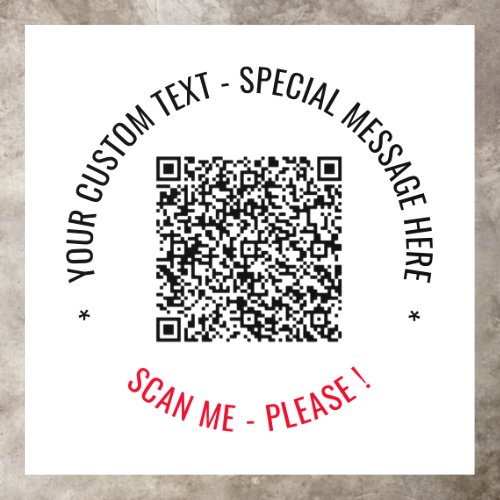 QR Code Scan Info Custom Text Floor Decals