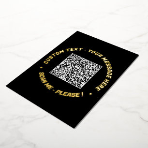 QR Code Scan Info Custom Text Foil Greeting Card