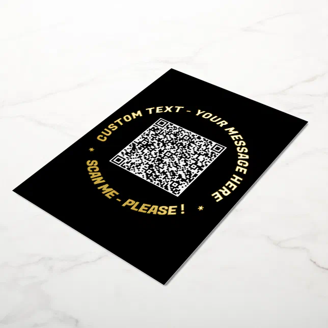 QR Code Scan Info Custom Text Foil Greeting Card Zazzle