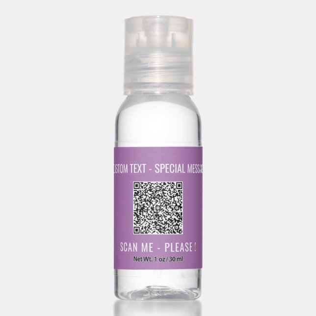 QR Code Scan Info Custom Text Hand Sanitizer (Front)