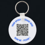 QR Code Scan Info Custom Text Keychain<br><div class="desc">Choose Colors and Font Keychain with Your Special QR Code Info and Custom Text Personalized Modern Keychains Gift - Add Your QR Code - Image or Logo - photo / Text - Name or other info / message - Resize and Move or Remove / Add Elements - Image / Text...</div>