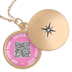QR Code Scan Info Custom Text Name Necklace Gift