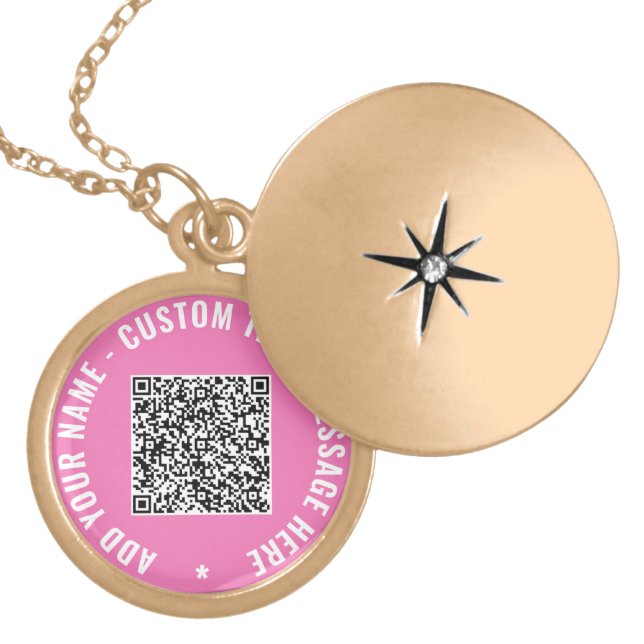 QR Code Scan Info Custom Text Name Necklace Gift (Front)