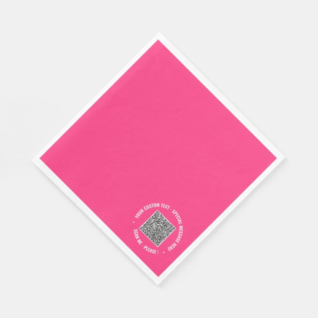QR Code Scan Info Custom Text Napkins Your Color (Corner)