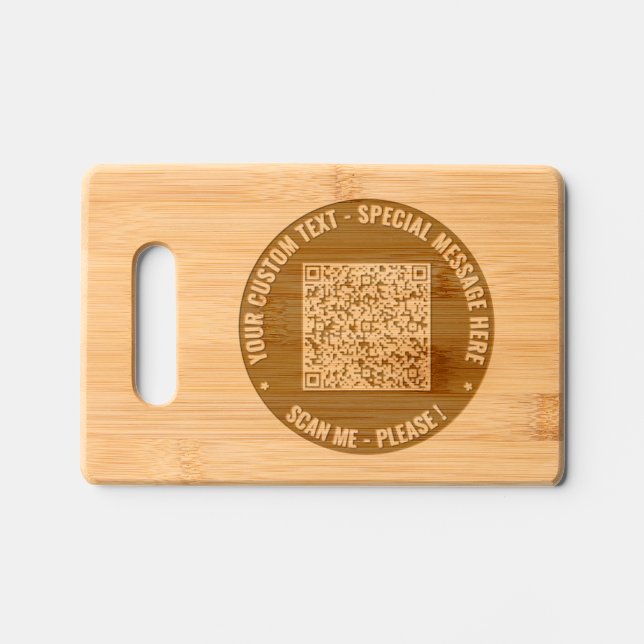 QR Code Scan Info Custom Text Personalized Engraved Cutting Board (Front)
