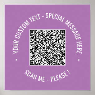 QR Code Scan Info Custom Text Personalized Poster