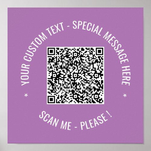 QR Code Scan Info Custom Text Personalized Poster