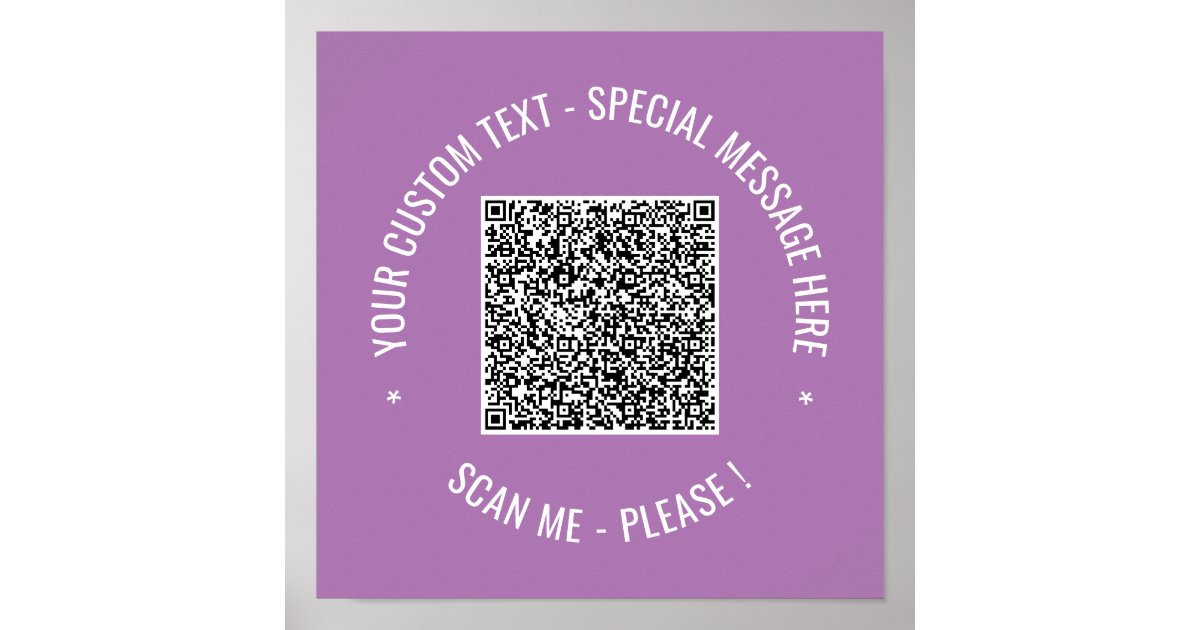 QR Code Scan Info Custom Text Personalized Poster | Zazzle
