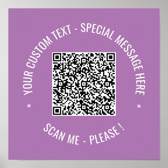 QR Code Scan Info Custom Text Personalized Poster (Front)
