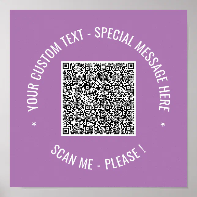 QR Code Scan Info Custom Text Personalized Poster | Zazzle
