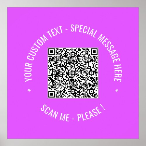 QR Code Scan Info Custom Text Poster Choose Colors