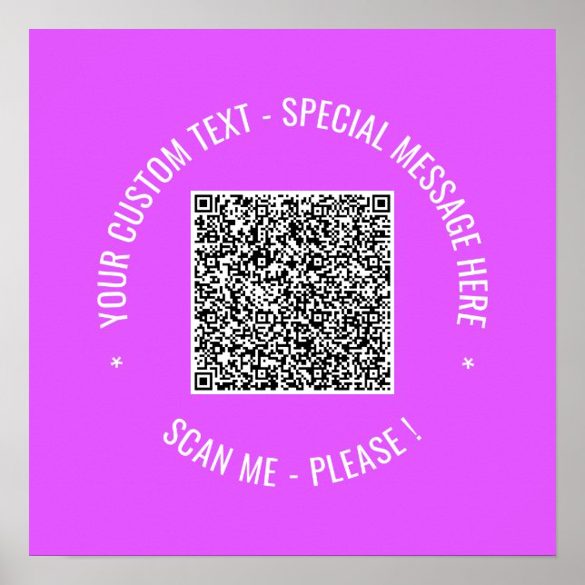 QR Code Scan Info Custom Text Poster Choose Colors (Front)