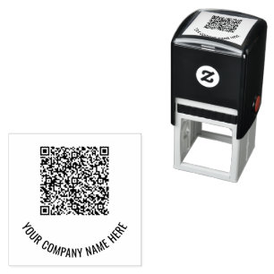 QR Code Scan Info Custom Text Self-inking Stamp