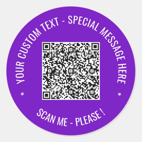 QR Code Scan Info Custom Text Sticker Choose Color