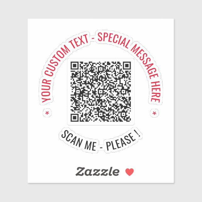 QR Code Scan Info Custom Text Sticker Template (Sheet)